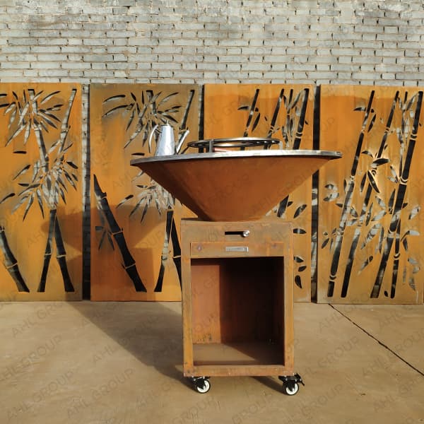 <h3>Corten Steel BBQ Fire Pit For Cooking Outside Kitchen Set </h3>
